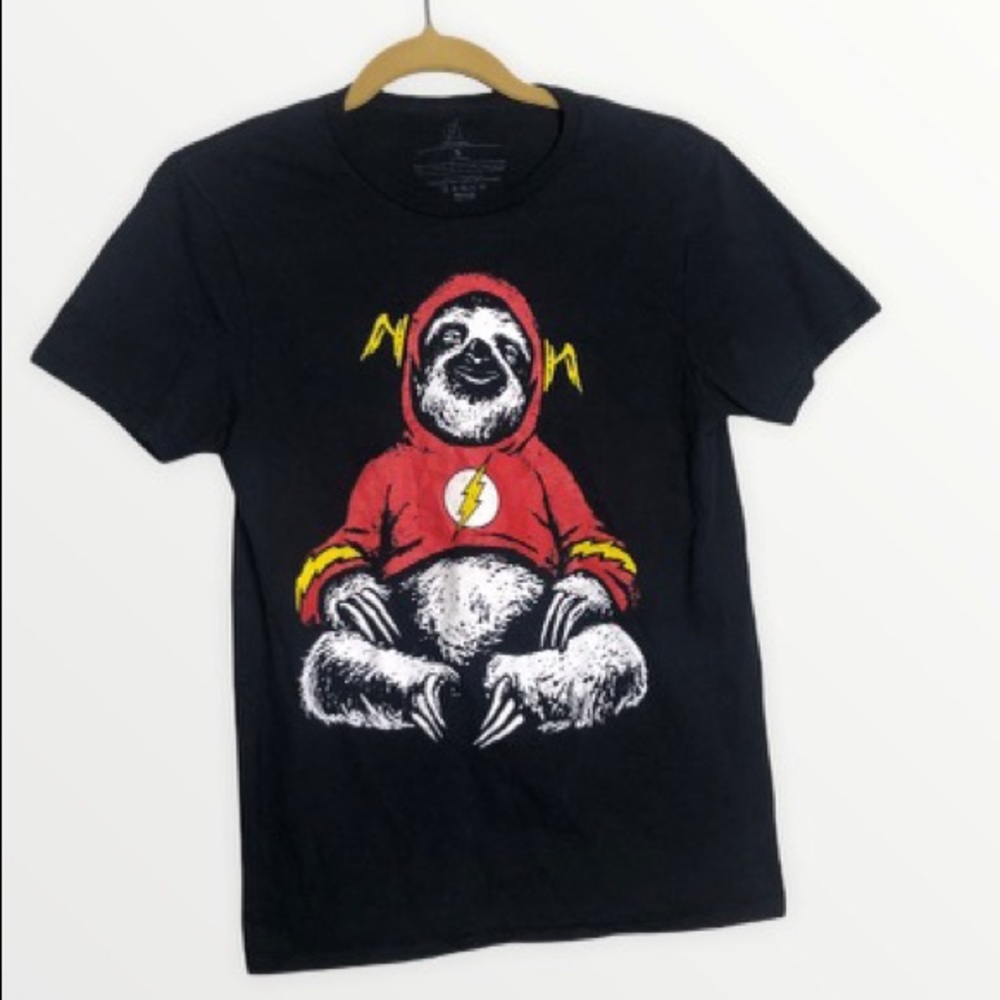 Sloth wearing The Flash T-shirt